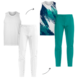 Conjunto running camiseta sin mangas y pantalón largo personalizado 100% fullprint