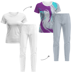 Conjunto running camiseta y pantalón largo de mujer personalizado 100% fullprint
