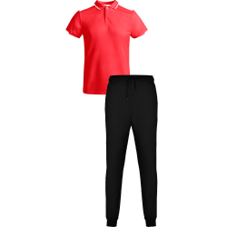 Conjunto infantil petanca polo técnico bicolor y pantalón largo