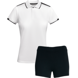 Conjunto de mujer petanca polo técnico bicolor y pantalón corto