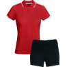 Conjunto de mujer petanca polo técnico bicolor y pantalón corto