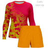 Conjunto running camiseta manga larga y pantalón corto de mujer personalizado 100% fullprint