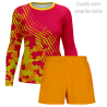 Conjunto running camiseta manga larga y pantalón corto de mujer personalizado 100% fullprint