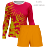Conjunto running camiseta manga larga y pantalón corto de mujer personalizado 100% fullprint