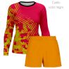 Conjunto running camiseta manga larga y pantalón corto de mujer personalizado 100% fullprint