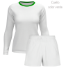 Conjunto petanca camiseta manga larga y pantalón corto de mujer personalizado 100% fullprint