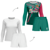 Conjunto petanca camiseta manga larga y pantalón corto de mujer personalizado 100% fullprint