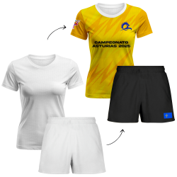 Conjunto petanca camiseta manga corta y pantalón corto de mujer personalizado 100% fullprint