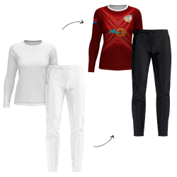 Conjunto petanca camiseta manga larga y pantalón largo de mujer personalizado 100% fullprint