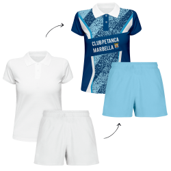 Conjunto petanca polo y pantalón corto de mujer personalizado 100% fullprint