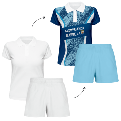 Conjunto petanca polo y pantalón corto de mujer personalizado 100% fullprint