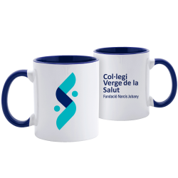 Tassa amb interior i mànec blau