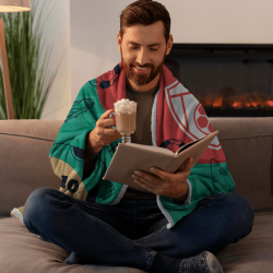 Manta polar 100x150 cm con ribete personalizada