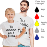 Camiseta blanca para casales impresa a 1 tinta