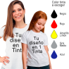 Camiseta blanca de mujer para casales impresa a 1 tinta