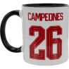 Taza con interior y asa de color Campeones del Mundo