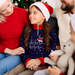 Jersey infantil navideño con cremallera Ho Ho Ho