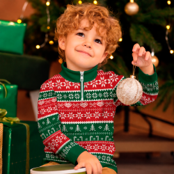 Jersey infantil navideño con cremallera Bastones de Caramelo