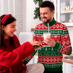 Jersey navideño con cremallera Bastones de Caramelo
