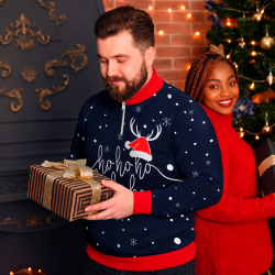 Jersey navideño con cremallera tallas grandes Ho Ho Ho