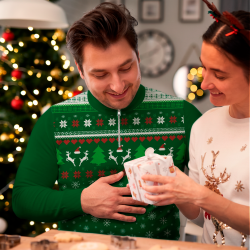 Jersey navideño con cremallera tallas grandes Copos de Nieve