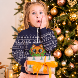 Jersey infantil navideño con cremallera Renos personalizado