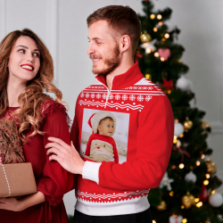 Jersey navideño con cremallera Feliz Navidad personalizado