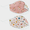 Mascarilla algodón orgánico reversible pequeña unicorn pink y star homologada con protección +90%