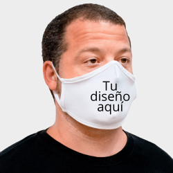 Mascarilla neopreno grande blanca homologada con protección +91% personalización fullprint