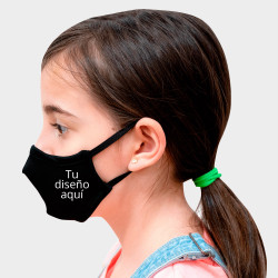 Mascarilla neopreno pequeña negra homologada con protección +91% personalización lateral