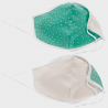 Mascarilla algodón orgánico reversible pequeña estrellas verde homologada con protección +90%