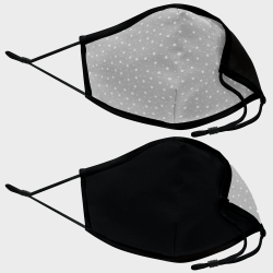 Mascarilla algodón orgánico reversible mediana estrellas gris homologada con protección +90%