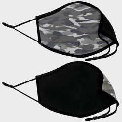 Mascarilla algodón orgánico reversible grande camuflaje gris homologada con protección +90%