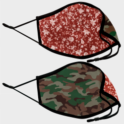 Mascarilla algodón orgánico reversible pequeña flores granate homologada con protección +90%