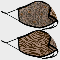 Mascarilla algodón orgánico reversible mediana flores gris homologada con protección +90%